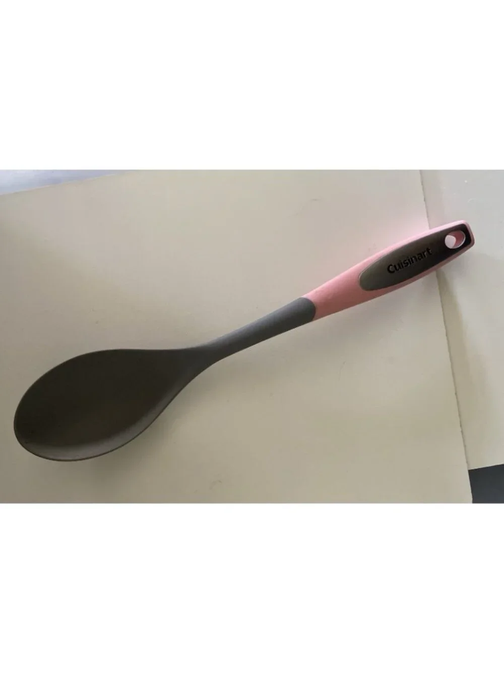 Cuisinart Pink And Gray Long Handled Nylon Soft Grip Cooking Serving Spoon